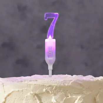 Светодиодная свеча «Цифра 7», 14.5 см, от батареек LR11303 (в комплекте), свечение мульти (RGB)