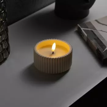 Светодиодная свеча "Интерьерная бежевая", 9.5x5 см, ААx2 (не в компл.), свечение тёплое белое