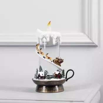 Светодиодная свеча с Дедом Морозом, 14 23 12 см, пластик, батарейки ААх3 (не в комплекте), USB, свечение тёплое белое