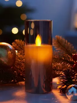 Светодиодная свеча «Серебристая», 145.5 см, от батареек AAx2, свечение тёплое белое