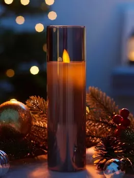 Светодиодная свеча «Серебристая», 185.5 см, от батареек AAx2, свечение тёплое белое