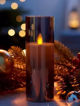 Светодиодная свеча «Серебристая», 205.5 см, от батареек AAx2, свечение тёплое белое