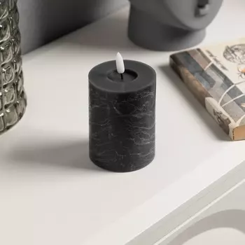 Светодиодная свеча серебристая, 7.5 12.5 7.5 см, воск, пластик, батарейки АААх2 (не в комплекте), свечение тёплое белое