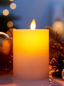 Светодиодная свеча восковая «Белая», 127 см, от батареек АААx3, свечение тёплое белое