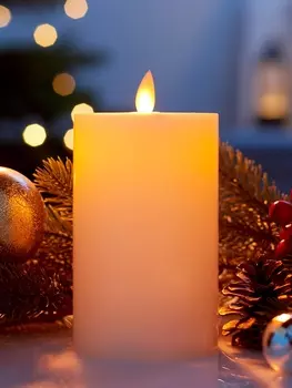 Светодиодная свеча восковая «Белая», 157 см, от батареек АААx3, свечение тёплое белое