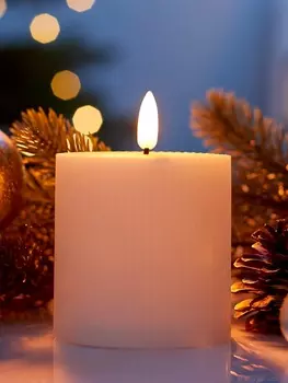 Светодиодная свеча восковая «Белая рифленая», 107 см, от батареек АААx3, свечение тёплое белое