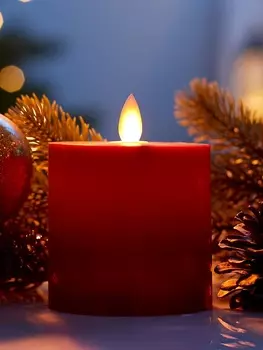 Светодиодная свеча восковая «Глубокий красный», 107 см, от батареек АААx3, свечение тёплое белое