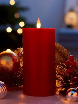 Светодиодная свеча восковая «Глубокий красный», 177 см, от батареек АААx3, свечение тёплое белое