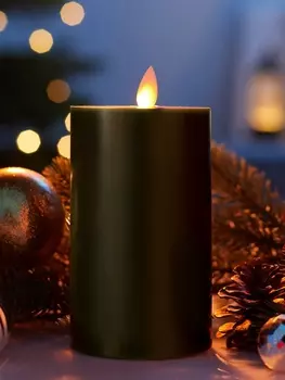 Светодиодная свеча восковая «Глубокий зеленый», 157 см, от батареек АААx3, свечение тёплое белое