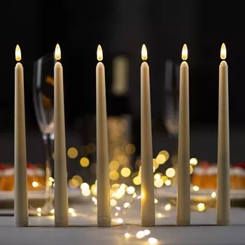 Светодиодная свеча восковая «Классика» 227 см, АААx2 (не в компл.), набор 6 шт., свечение тёплое белое