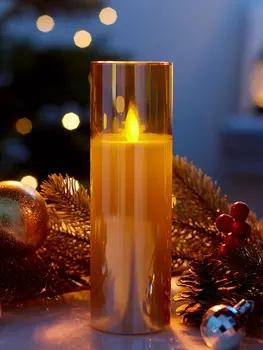 Светодиодная свеча «Золотистая», 185.5 см, от батареек AAx2, свечение тёплое белое