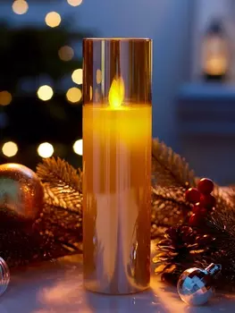 Светодиодная свеча «Золотистая», 205.5 см, от батареек AAx2, свечение тёплое белое