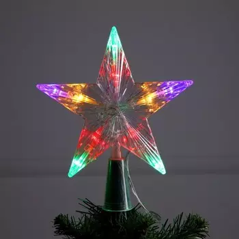 Светодиодная верхушка на ёлку «Звезда белая», 16 см, 10 LED, от батареек ААх2, фиксинг, свечение мульти