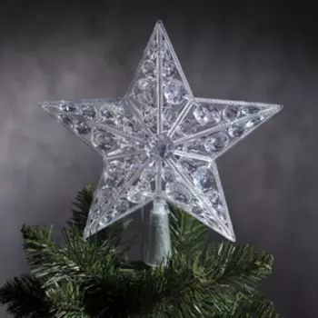 Светодиодная верхушка на ёлку «Звезда белая», 22 см, 15 LED, 220 В, свечение мульти
