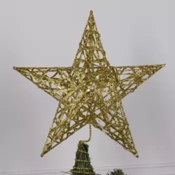 Светодиодная верхушка на ёлку «Звезда золотистая» 25 см, 20 LED, батарейки CR2032х2, свечение тёплое белое