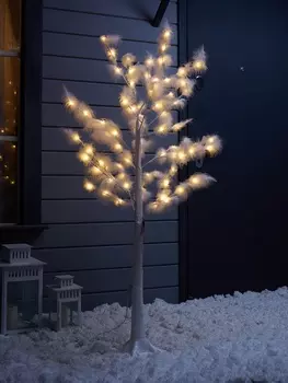 Светодиодное дерево «Перья» 1.5 м, 300 LED, постоянное свечение, 220 В, свечение тёплое белое