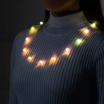 Светодиодные бусы «Бусинки», 80 см, LED(1608)-16-4.6V, AG133 (в компл.), 3 режима, свечение тёплое белое