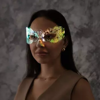 Светодиодные очки «Маскарад», 16.57x15.5 см, батарейки CR20322 (в комплекте), 3 режима, свечение RGB