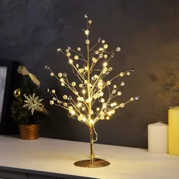 Светодиодный куст «Капли росы» 35 26 3 см, 10 LED, постоянное свечение, от батареек CR2032х2 (в комплекте), свечение тёплое белое