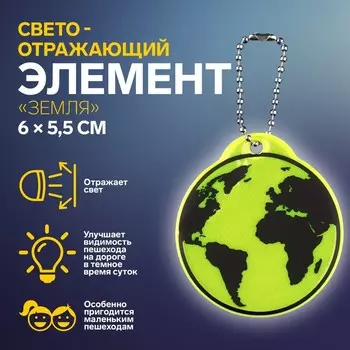 Светоотражающий элемент «Земля», двусторонний, 6 5,5 см, цвет МИКС