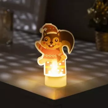 Световая картинка на подставке «Белочка», 11 см, 1 LED, от батареек, свечение тёплое белое