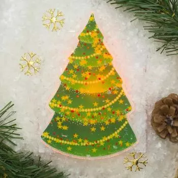 Световая картинка на прищепке "Елочка"(батарейки в комплекте), оптоволокно, 1 LED, RGB