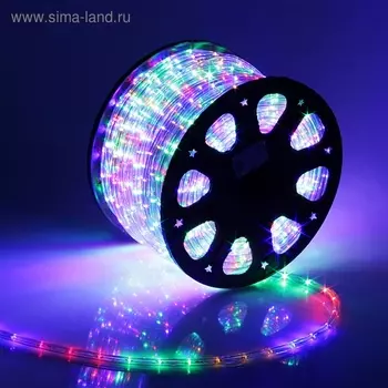 Световой шнур Luazon Lighting 11 мм, IP65, 100 м, 24 LED/м, 220 В, 2W, постоянное свечение, свечение мульти