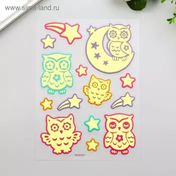 Светящаяся наклейка Room Decor "Ночные совки" 12х10 см