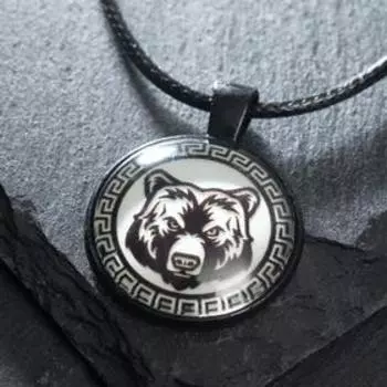 Светящийся амулет «Медведь» на шнурке, цвет чёрный, 45 см