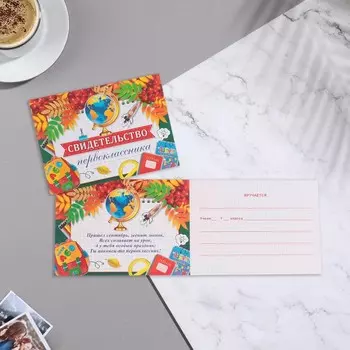 Свидетельство "Первоклассника" рябина, 22х16,5 см