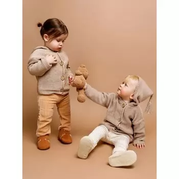 Свитер детский вязаный Amarobaby Brush, рост 74 см, цвет бежевый