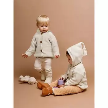 Свитер детский вязаный Amarobaby Brush, рост 80 см, цвет молочный