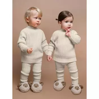 Свитер детский вязаный Amarobaby Warm, рост 92 см, цвет молочный