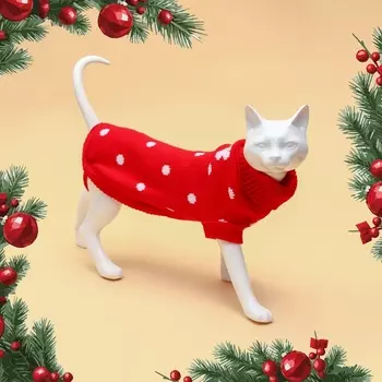 Свитер для животных «Горошек», размер 14 (ДС 32-35, ОГ 35-45, ОШ 22-26 см), красный