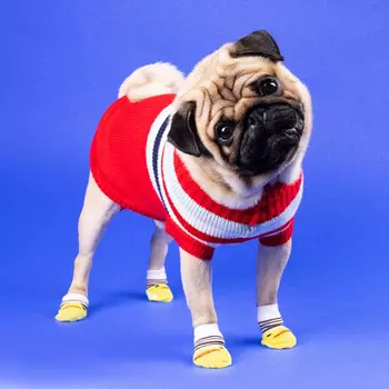 Свитер «Полоски», XS (ДС 17, ОШ 17, ОГ 23-37 см) , красный