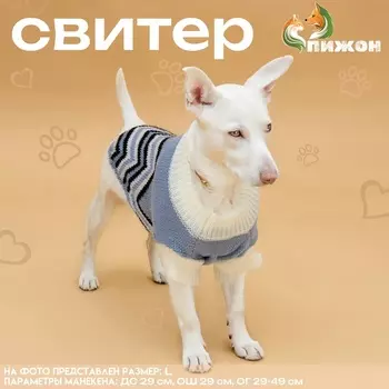 Свитер для животных «Волна», M (ДС 26, ОШ 26, ОГ 28-46 см), голубой