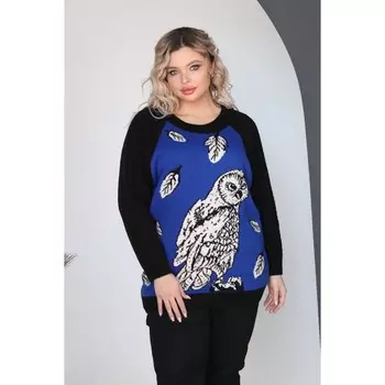 Свитер женский, размер 52, цвет синий, чёрный