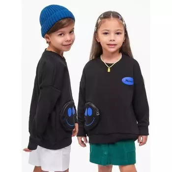 Свитшот детский Amarobaby Smile, рост 116 см, цвет черный