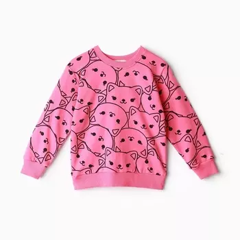 Свитшот для девочек, цвет тёмно-розовый, рост 122 см