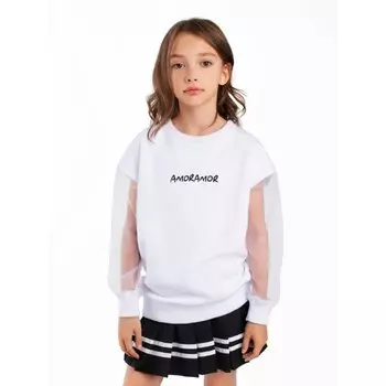 Свитшот для девочки Crystal, рост 134 см, цвет белый