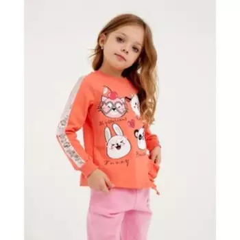 Свитшот для девочки, цвет коралловый, рост 104 см