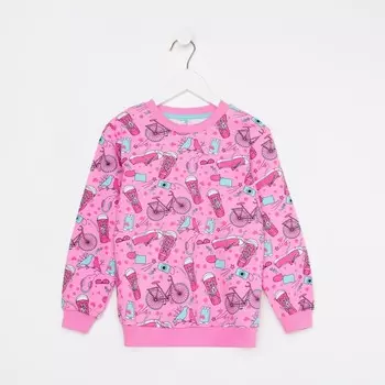 Свитшот для девочки, цвет розовый, рост 122
