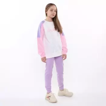 Свитшот для девочки, цвет сиренево-розовый, рост 152-158 см