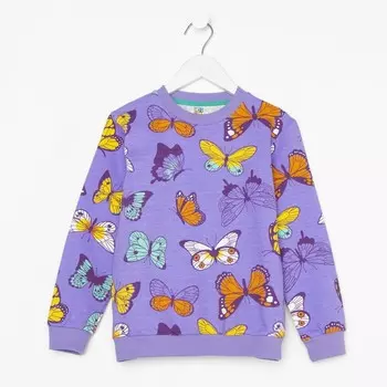 Свитшот для девочки, цвет сиреневый, рост 98