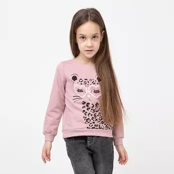 Свитшот для девочки «Леопардик», цвет розовый, рост 98 см