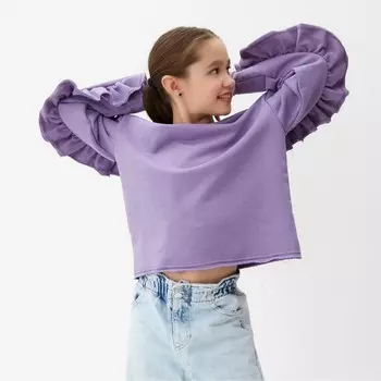 Свитшот для девочки MINAKU: Casual Collection KIDS, сиреневый, рост 152 см