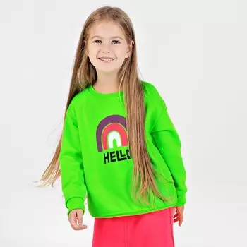 Свитшот для девочки, рост 134 см, цвет неоновый - зеленый
