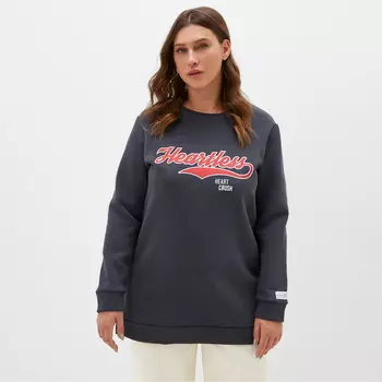 Свитшот удлиненный женский с начёсом MIST Cozy style, графит, размер 56