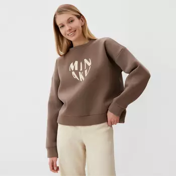 Свитшот женский MINAKU: Velvet Collection цвет коричневый, размер 50