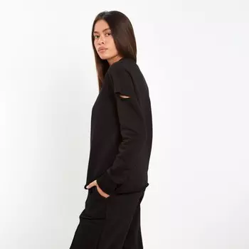 Свитшот женский с разрезами MIST размер 50-52, цвет чёрный